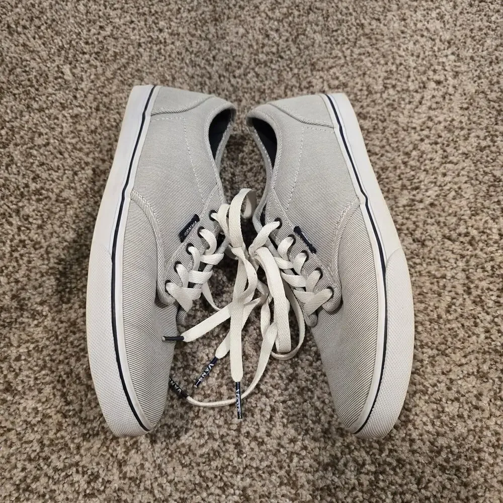 Women's Vans Gray Striped Lace Up Casual Sneakers | Size 7.5
